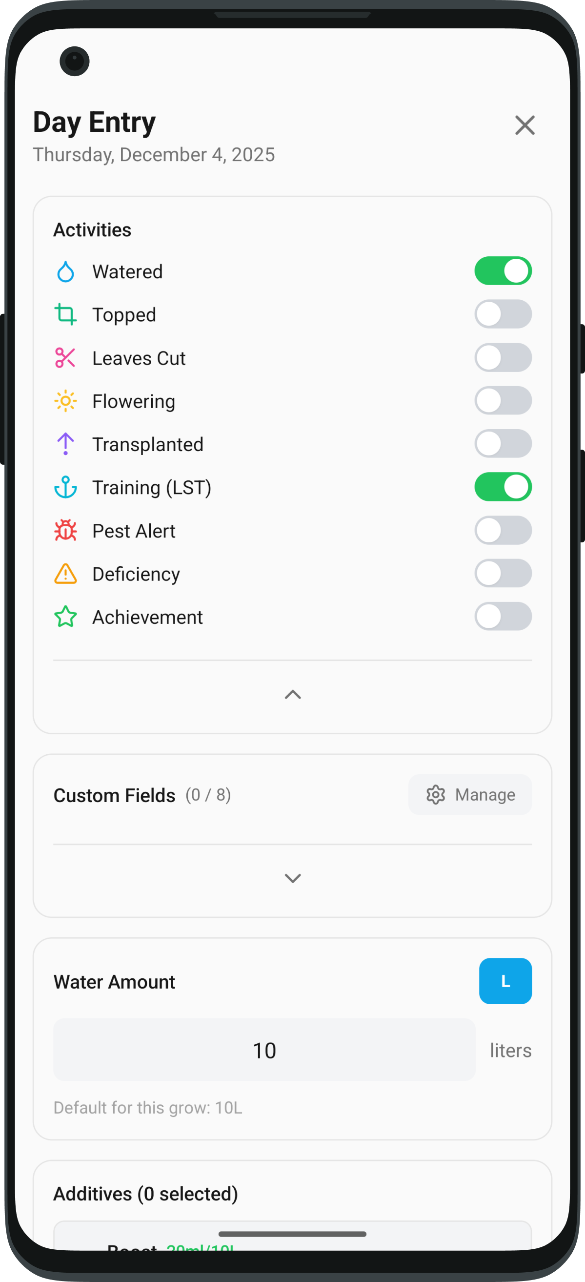 GrowBro Expanded Activities - Track all your grow activities